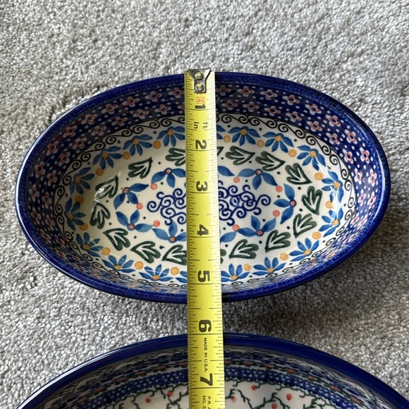 Ceramika Artystyczna- Colorful Ceramic Oval Dishes, Hand Made in Poland Set of 2 - Picture 9 of 11